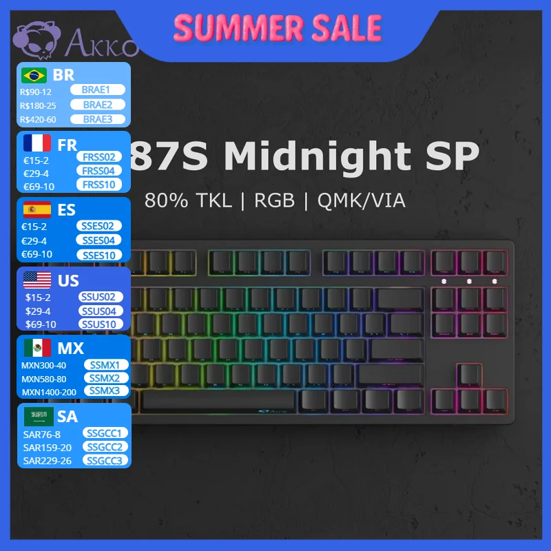 Akko 5087S Side Printed Wired Mechanical Keyboard TKL 87 Keys Hot Swap RGB Backlit Support VIA/QMK Suitable for Gaming & Office
Akko 5087S Side Printed Wired Mechanical Keyboard TKL 87 Keys Hot Swap RGB Backlit Support VIA/QMK Suitable for Gaming & Office