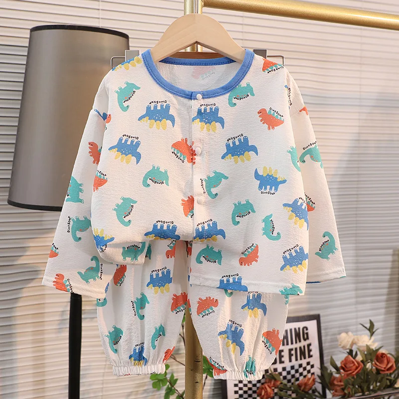 Kids Summer Thin Pajamas Sets New 2025 Boys Girls Cartoon Dinosaur Long Sleeve Shirts with Pants Toddler Baby Casual Sleepwear
Kids Summer Thin Pajamas Sets New 2025 Boys Girls Cartoon Dinosaur Long Sleeve Shirts with Pants Toddler Baby Casual Sleepwear