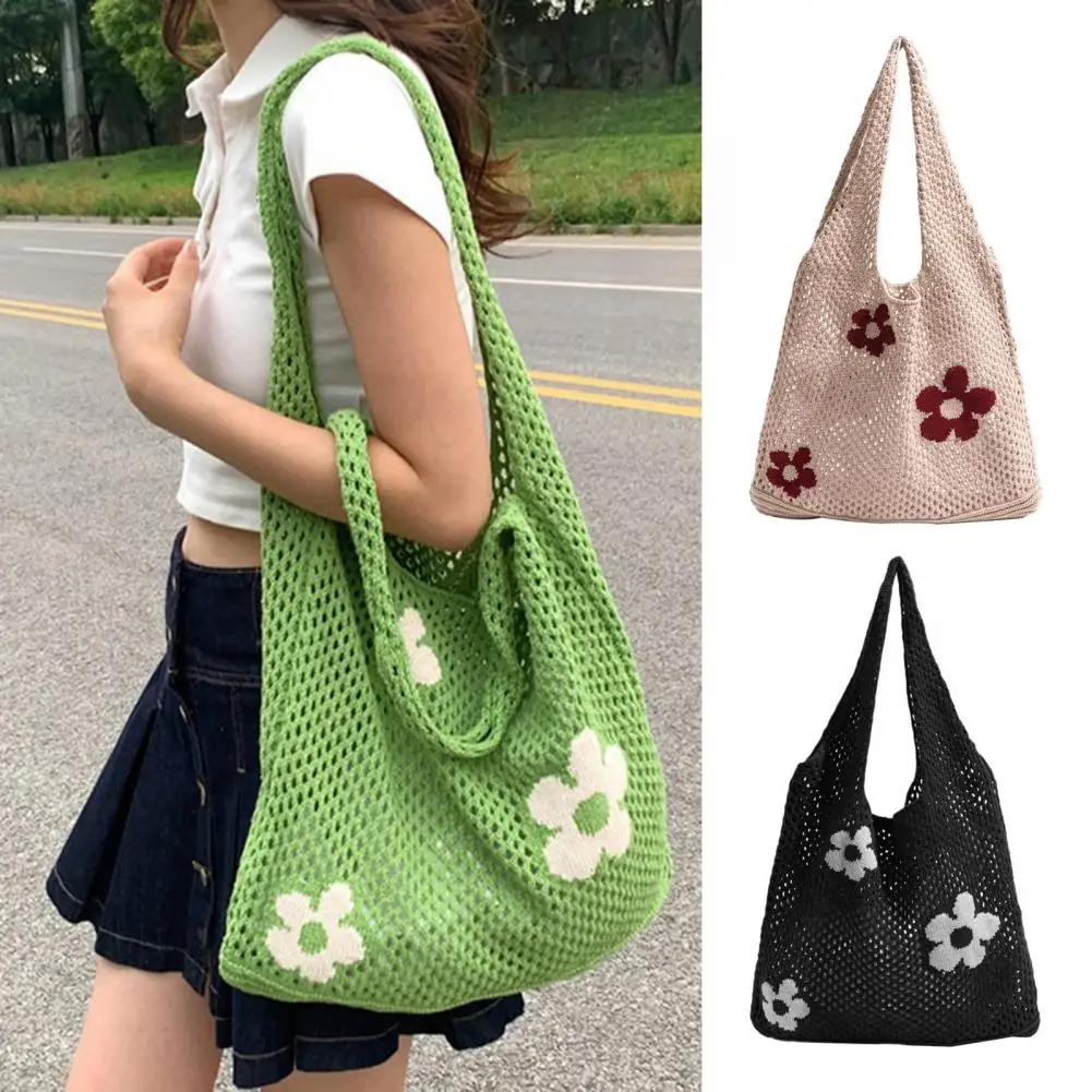 Knitted Beach Bag Hollow Woven Shoulder Bag Flower Pattern Shoulder Tote Bag for Casual Holiday Vacation Shopping Street
Knitted Beach Bag Hollow Woven Shoulder Bag Flower Pattern Shoulder Tote Bag for Casual Holiday Vacation Shopping Street