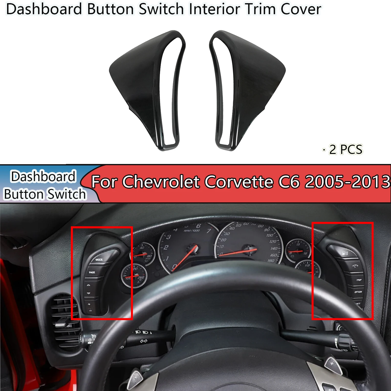 2 PCS Car Dashboard Button Switch Interior Trim Cover For Chevrolet Corvette C6 2005-2013 5D Carbon Fiber Painted Glossy Black
2 PCS Car Dashboard Button Switch Interior Trim Cover For Chevrolet Corvette C6 2005-2013 5D Carbon Fiber Painted Glossy Black