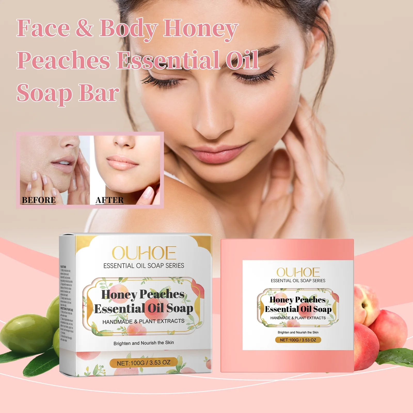 Honey Peaches Essential Oil Soap Bar for Face & Body Gentle Hydrating Oil Balancing Cleanser Moisturizing Shower Bar Sensitive
Honey Peaches Essential Oil Soap Bar for Face & Body Gentle Hydrating Oil Balancing Cleanser Moisturizing Shower Bar Sensitive