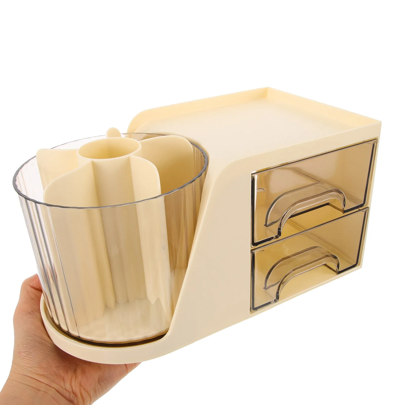 Настольный органайзер для кистей для макияжа, вращающийся, большой емкости, с выдвижным ящиком, для ручек и канцелярских принадлежностей
Настольный органайзер для кистей для макияжа, вращающийся, большой емкости, с выдвижным ящиком, для ручек и канцелярских принадлежностей