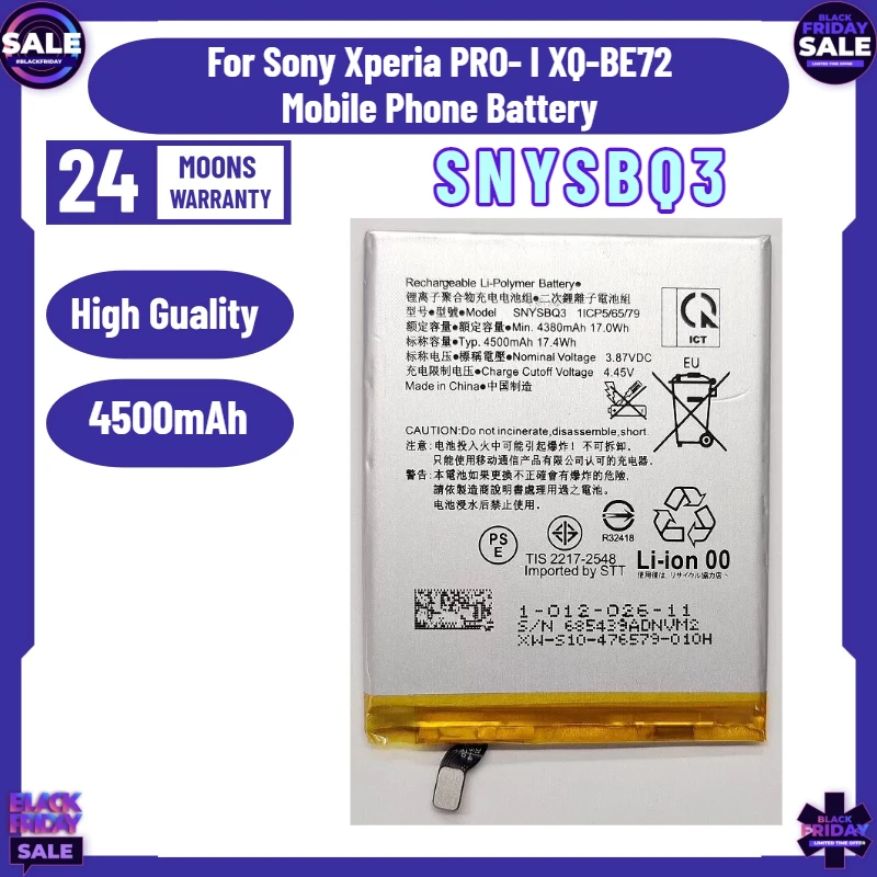 High-Quality Battery SNYSBQ3 4500mAh for Sony Xperia PRO- I XQ-BE72 Mobile Phone Battery
High-Quality Battery SNYSBQ3 4500mAh for Sony Xperia PRO- I XQ-BE72 Mobile Phone Battery