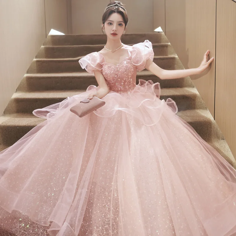Pink Sequin Square Neck Evening Dress Or One Shoulder New Spring 2024 Sweet Short Sleeve Mid Waist Bubble Sleeves Ruffled Edges
Pink Sequin Square Neck Evening Dress Or One Shoulder New Spring 2024 Sweet Short Sleeve Mid Waist Bubble Sleeves Ruffled Edges