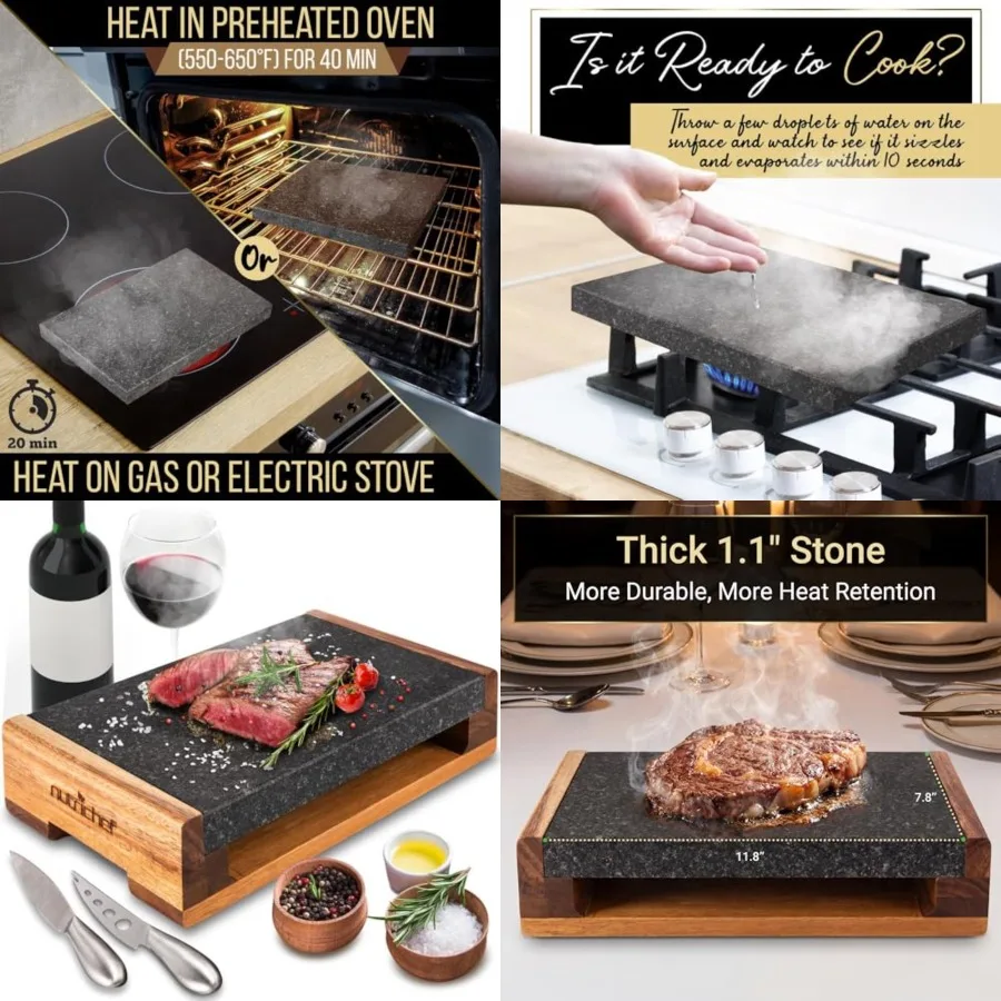 Cooking Stone Grill Set - Hot Lava Rock Sizzling Plate for Steak BBQ Meat Grilling with Stainless Steel Knives, Cooks and Retai
Cooking Stone Grill Set - Hot Lava Rock Sizzling Plate for Steak BBQ Meat Grilling with Stainless Steel Knives, Cooks and Retai