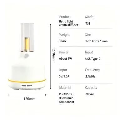 3-in-1 Retro Diffuser Night Light Bluetooth Speaker USB Quiet Spray Humidifier Gift
3-in-1 Retro Diffuser Night Light Bluetooth Speaker USB Quiet Spray Humidifier Gift