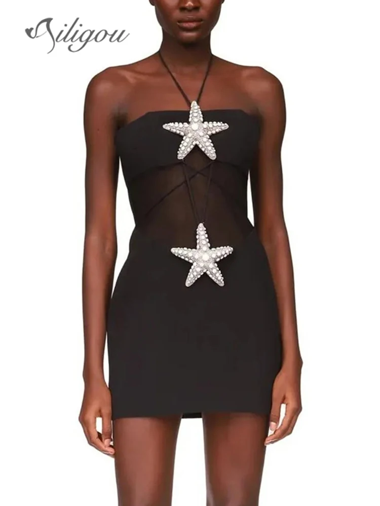 Ailigou 2023 New Women's Strapless Sexy Backless Diamond Starfish Mesh Mini Tight Bandage Dress Elegant Celebrity Party Dress
Ailigou 2023 New Women's Strapless Sexy Backless Diamond Starfish Mesh Mini Tight Bandage Dress Elegant Celebrity Party Dress