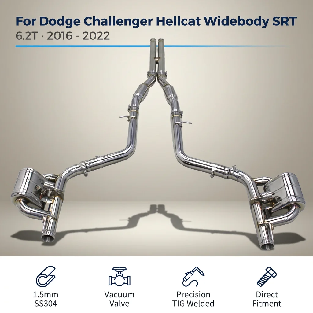 SS304L Exhaust Pipe System For Dodge Challenger Hellcat Widbody SRT 6.2T 2016-2022 High-quality Vacuum Valves Catback Exhaust
SS304L Exhaust Pipe System For Dodge Challenger Hellcat Widbody SRT 6.2T 2016-2022 High-quality Vacuum Valves Catback Exhaust