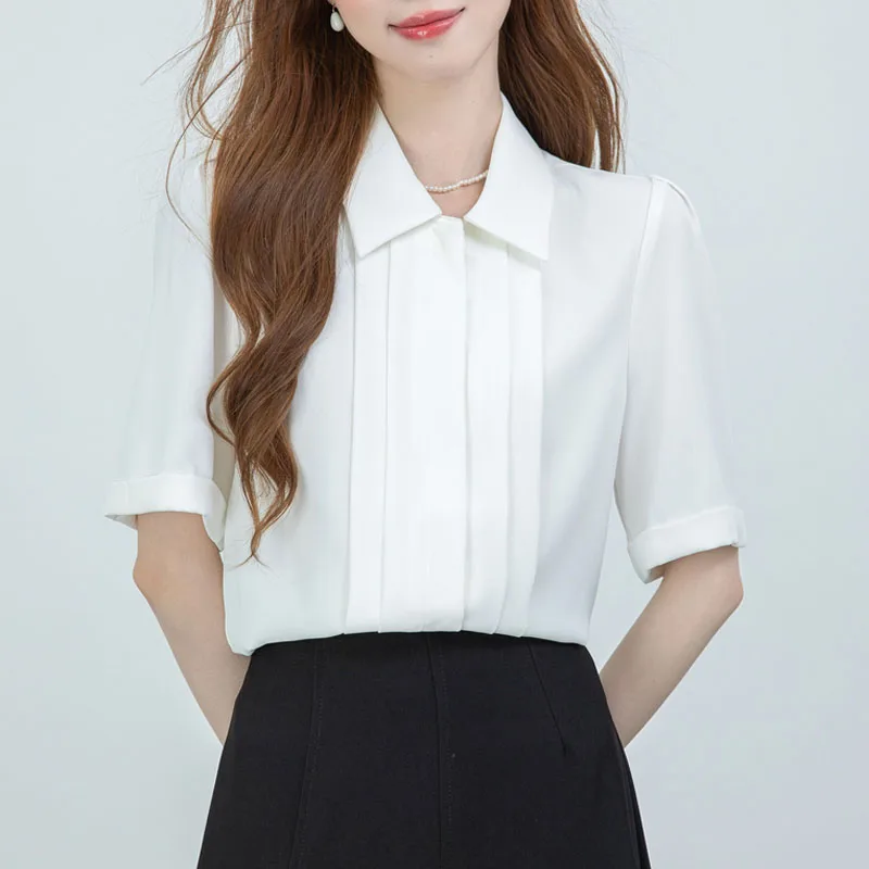 New Summer Women Shirt Blouse Short Sleeve Turn Down Collar White Chiffon Shirt Blouse Women Tops Blusa Camisas De Mujer Q4787
New Summer Women Shirt Blouse Short Sleeve Turn Down Collar White Chiffon Shirt Blouse Women Tops Blusa Camisas De Mujer Q4787
