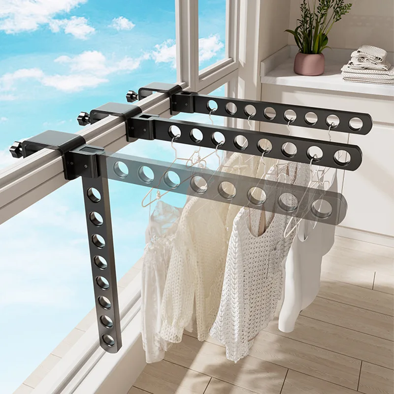oldable Rotatable Black Clothe Rack Wall Mounted Hanger Aluminum Space Saving Drying Rack For Balcony Window Clothe Organization
oldable Rotatable Black Clothe Rack Wall Mounted Hanger Aluminum Space Saving Drying Rack For Balcony Window Clothe Organization