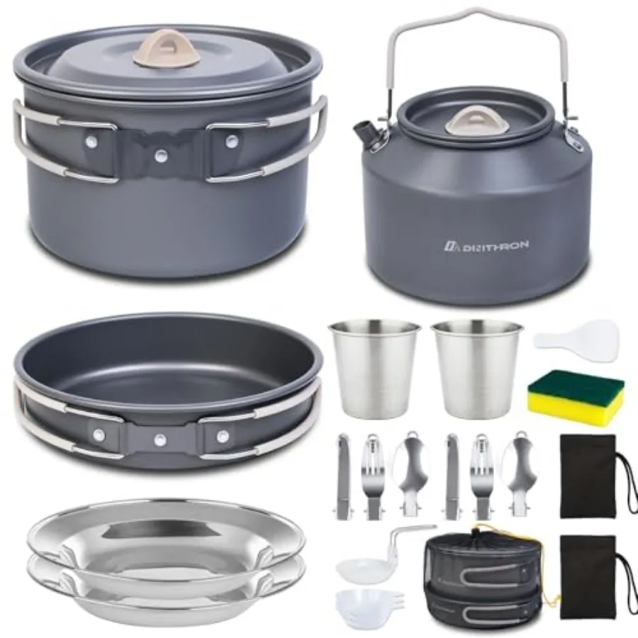 22-Piece Camping Cookware Set, Lightweight Non-Stick camping cooking set, Includes Large Pot, 1.6L Kettle, Pan and Stainless St
22-Piece Camping Cookware Set, Lightweight Non-Stick camping cooking set, Includes Large Pot, 1.6L Kettle, Pan and Stainless St