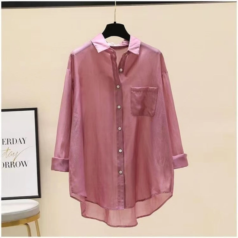 Thin Simplicity Loose Street Casual Blouse Summer Long Sleeve Polo Neck Solid Fashion Shirt Tops Korean Lazy Style Women Clothes
Thin Simplicity Loose Street Casual Blouse Summer Long Sleeve Polo Neck Solid Fashion Shirt Tops Korean Lazy Style Women Clothes