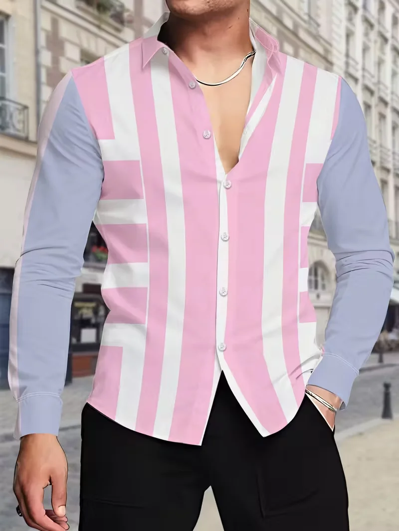 Новый мужской топ в розовую полоску с 3D-принтом, удобная, мягкая, роскошная уличная рубашка с длинными рукавами
Новый мужской топ в розовую полоску с 3D-принтом, удобная, мягкая, роскошная уличная рубашка с длинными рукавами