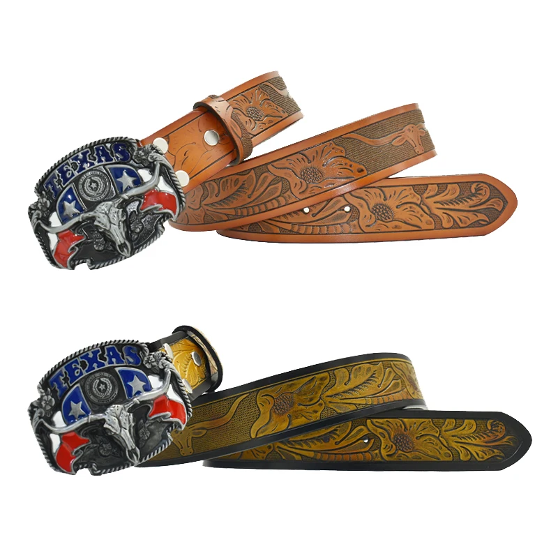 Western New Fashion Men Leather Belt Cow Head Flower Pattern Alloy Star Buckle Decorative Casual Pants Jeans Black Coffee Orange
Western New Fashion Men Leather Belt Cow Head Flower Pattern Alloy Star Buckle Decorative Casual Pants Jeans Black Coffee Orange