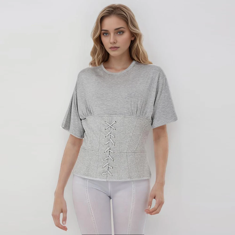 Cross Tunic T Shirt For Women O Neck Short Sleeve Solid Casual Korean T Shirts Female Summer New Clothing 2024 Fashionable
Cross Tunic T Shirt For Women O Neck Short Sleeve Solid Casual Korean T Shirts Female Summer New Clothing 2024 Fashionable