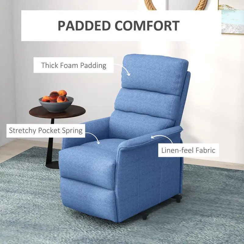 HOMCOM Power Lift Chair for Seniors, Electric Lift Recliner Chair with Remote Control, Side Pockets for Living Room, Blue
HOMCOM Power Lift Chair for Seniors, Electric Lift Recliner Chair with Remote Control, Side Pockets for Living Room, Blue
