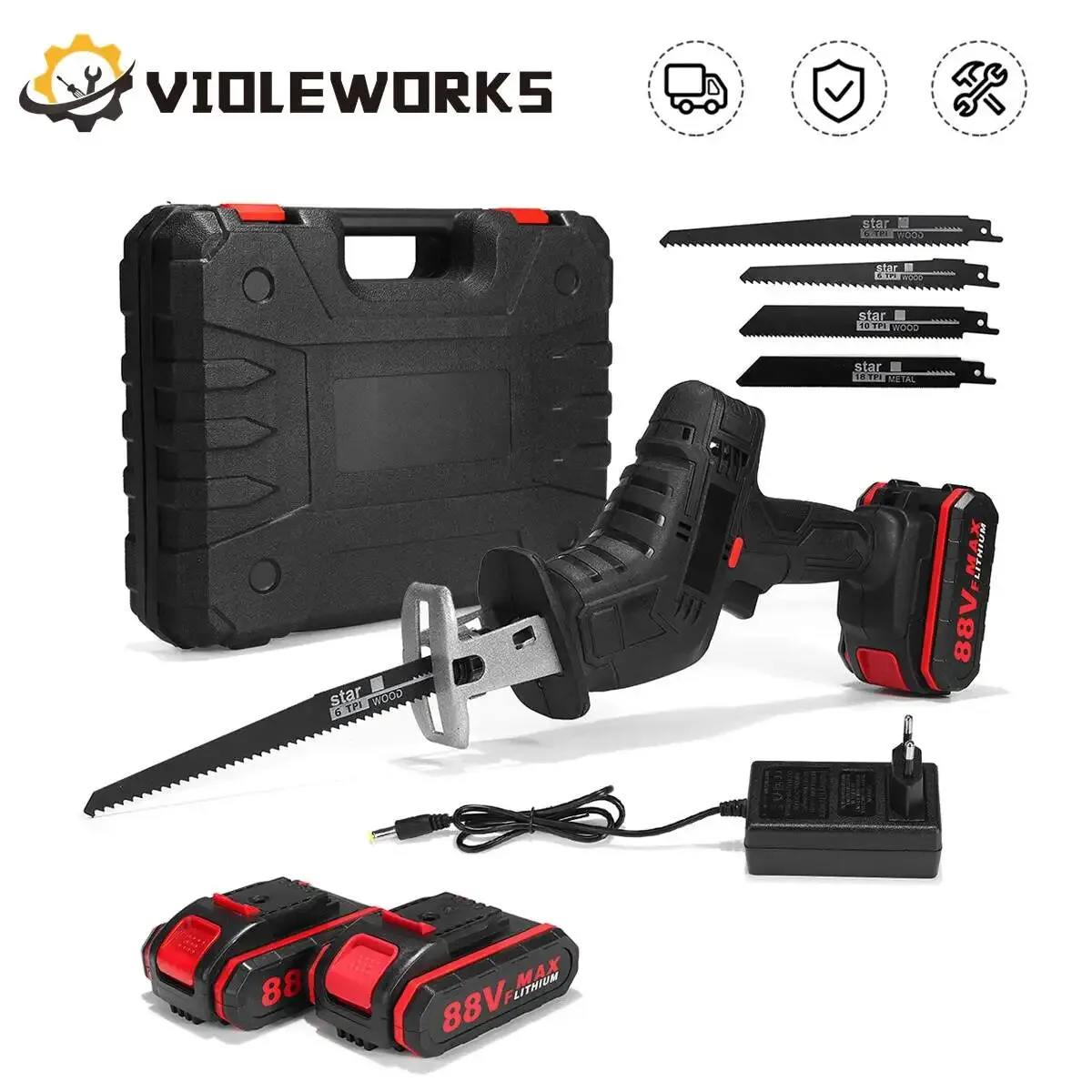 Аккумуляторная электрическая сабельная пила с 4 лезвиями, 3000 об/мин, перезаряжаемая
Аккумуляторная электрическая сабельная пила с 4 лезвиями, 3000 об/мин, перезаряжаемая