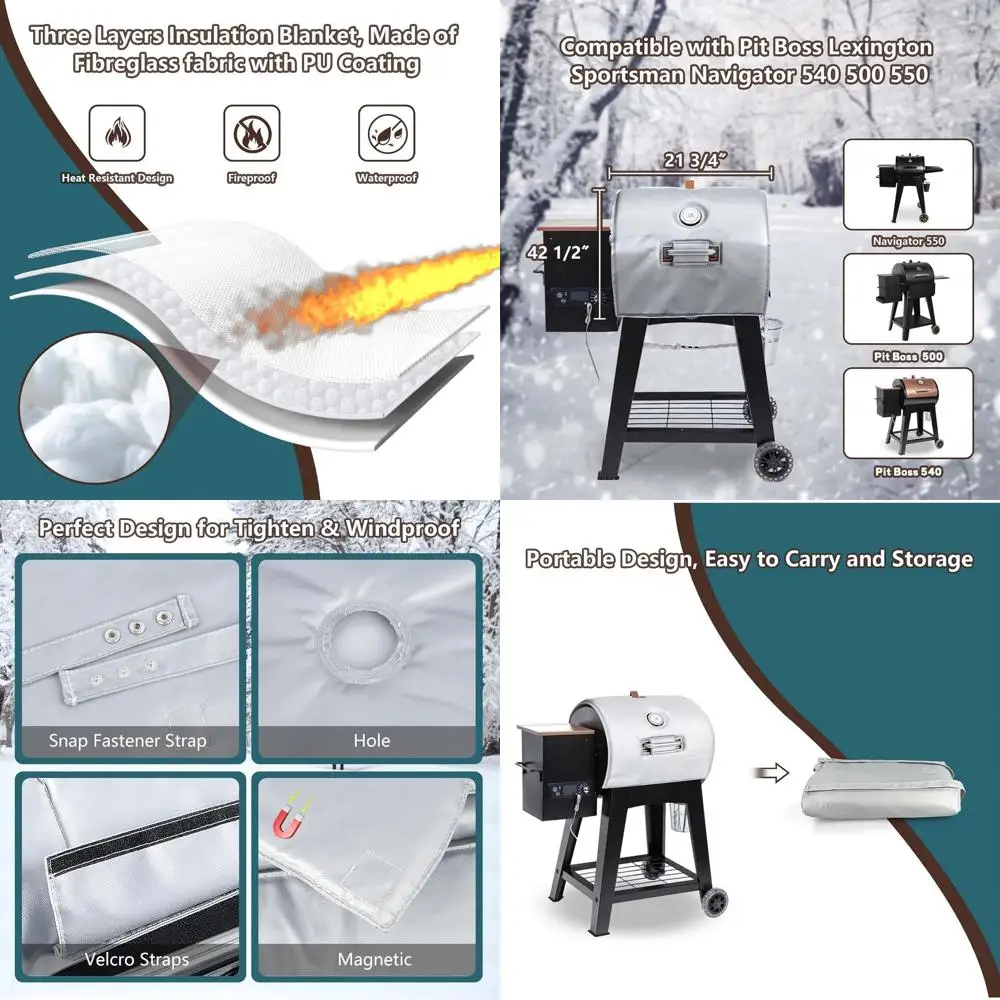 Изоляционный чехол для гриля на пеллетах для моделей Sportsman Navigator 540, 500, 550, идеально подходит для зимнего приготовления пищи и сохранения тепла пеллет.
Изоляционный чехол для гриля на пеллетах для моделей Sportsman Navigator 540, 500, 550, идеально подходит для зимнего приготовления пищи и сохранения тепла пеллет.