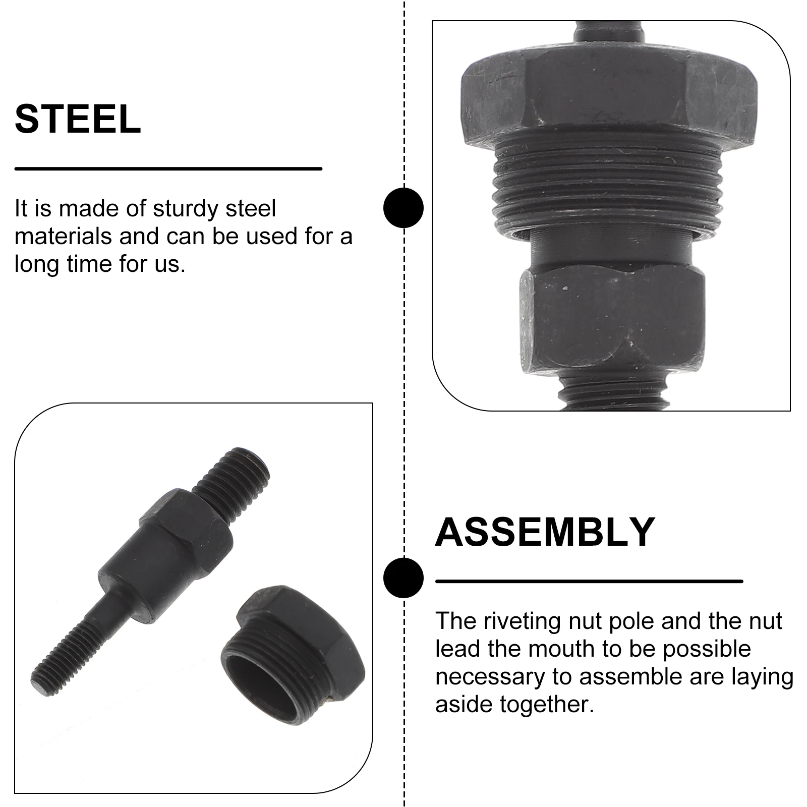 Stainless Steel Nut Accessories Galvanized Carbon Threaded Nuts Insert Rivet Tool Kit Nut Mandrel Pole Ergonomic Design Easy
Stainless Steel Nut Accessories Galvanized Carbon Threaded Nuts Insert Rivet Tool Kit Nut Mandrel Pole Ergonomic Design Easy