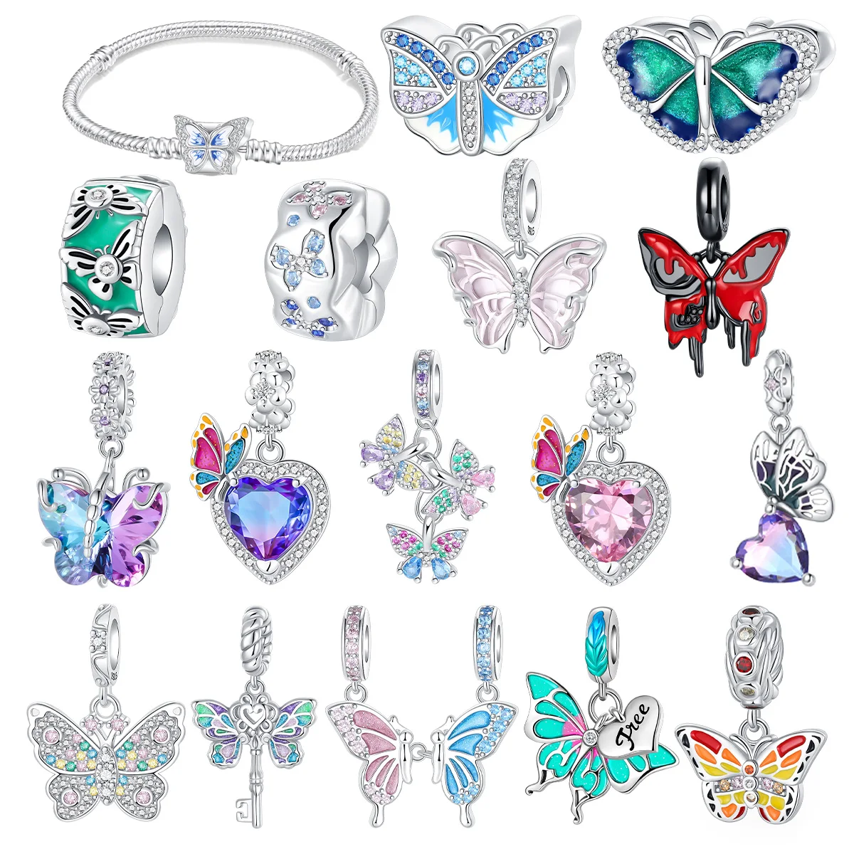 925 Sterling Silver Colorful Butterfly Series zircon pendant Charm Fit 4MM hole diamete Charms Bracelets Women DIY Jewelry Gift
925 Sterling Silver Colorful Butterfly Series zircon pendant Charm Fit 4MM hole diamete Charms Bracelets Women DIY Jewelry Gift