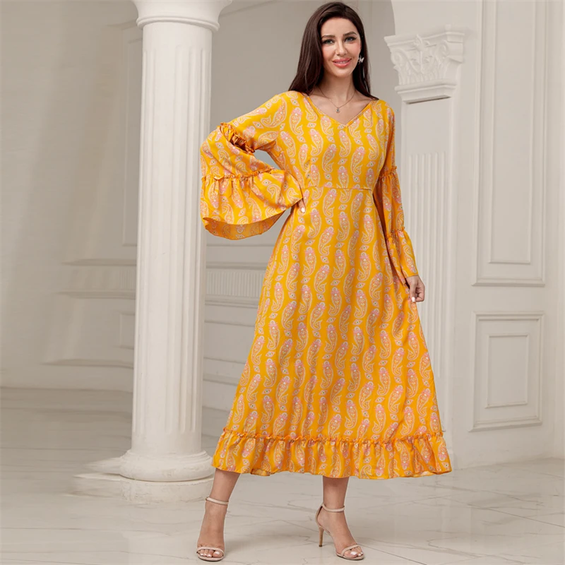 Muslim Print Maxi Dress Abaya Flare Sleeve Hijab African Women Vestidos Kimono Long Robe Gowns Ramadan Eid Arab Islamic Dress
Muslim Print Maxi Dress Abaya Flare Sleeve Hijab African Women Vestidos Kimono Long Robe Gowns Ramadan Eid Arab Islamic Dress