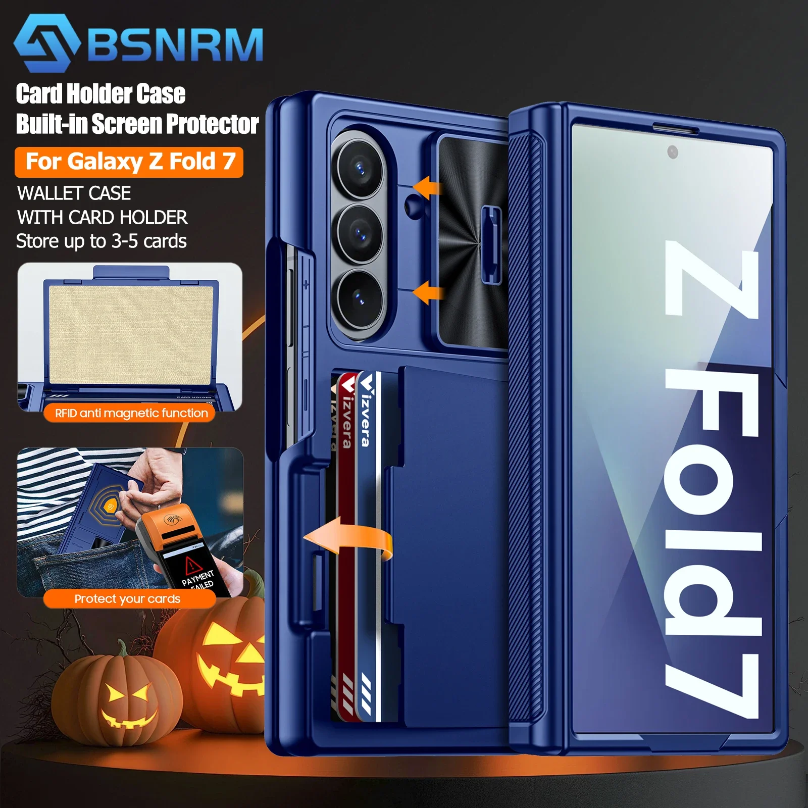 Подарки на Хэллоуин, с держателем для карт, HD-защитой, защитой шарниров, слайд-крышка для камеры, прочный чехол для Galaxy Z Fold 7-синий
Подарки на Хэллоуин, с держателем для карт, HD-защитой, защитой шарниров, слайд-крышка для камеры, прочный чехол для Galaxy Z Fold 7-синий