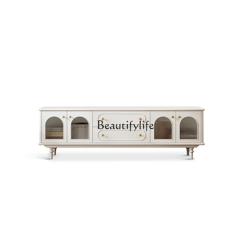 French TV cabinet living room household solid wood and retro cream floor cabinet small apartment
French TV cabinet living room household solid wood and retro cream floor cabinet small apartment