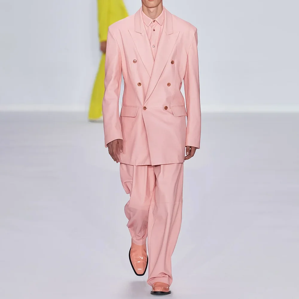Pink Peak Lapel Double Breasted Suits for Men Elegant Casual Business 2 Piece Formal Wedding Groom Tuxedo Costume Homme 2024
Pink Peak Lapel Double Breasted Suits for Men Elegant Casual Business 2 Piece Formal Wedding Groom Tuxedo Costume Homme 2024
