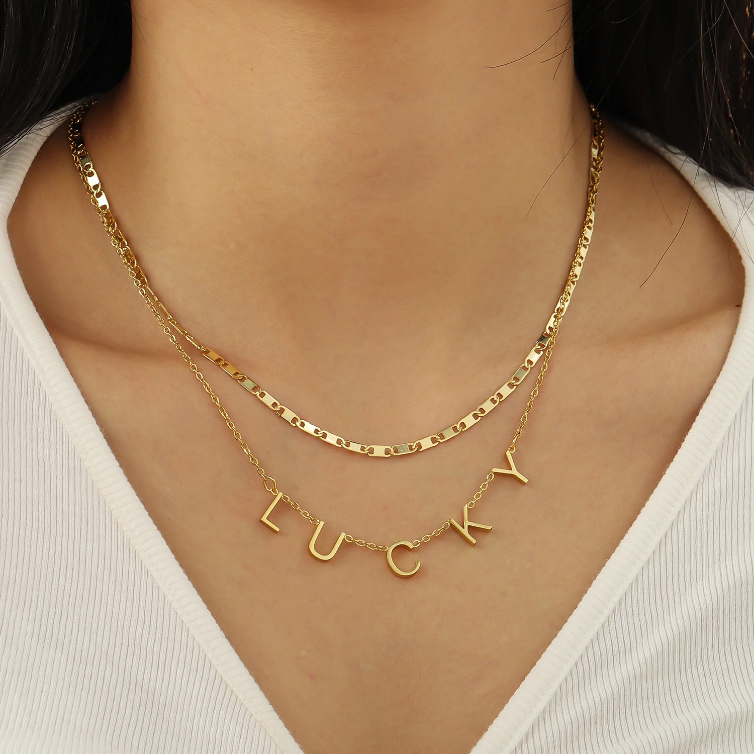 Personalized Floating Letter Necklace Double Layer 18K Gold Plated Minimalist Name Necklace Stackable Unique Gift for Women
Personalized Floating Letter Necklace Double Layer 18K Gold Plated Minimalist Name Necklace Stackable Unique Gift for Women