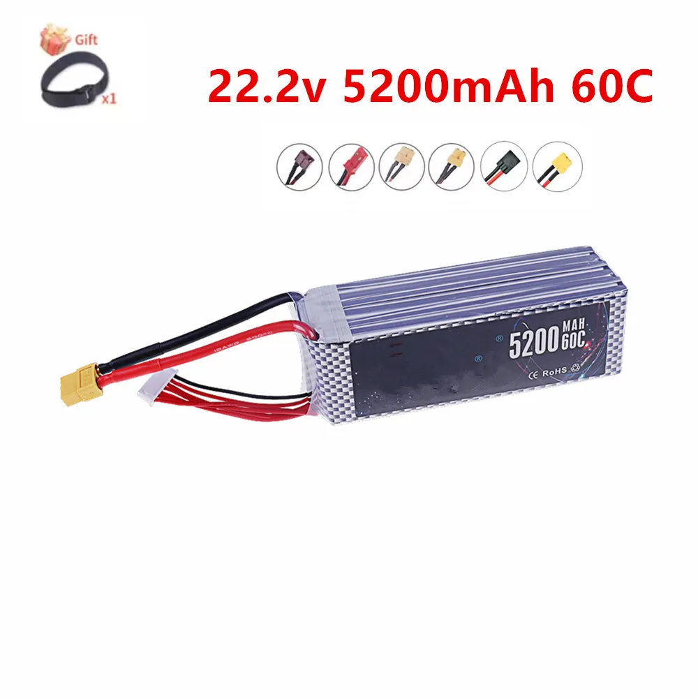 22.2v 5200mah Lipo Battery 60C RC Toys Car Truck Boats Drone Helicopter Parts With XT60 T Deans EC5 Plug
22.2v 5200mah Lipo Battery 60C RC Toys Car Truck Boats Drone Helicopter Parts With XT60 T Deans EC5 Plug