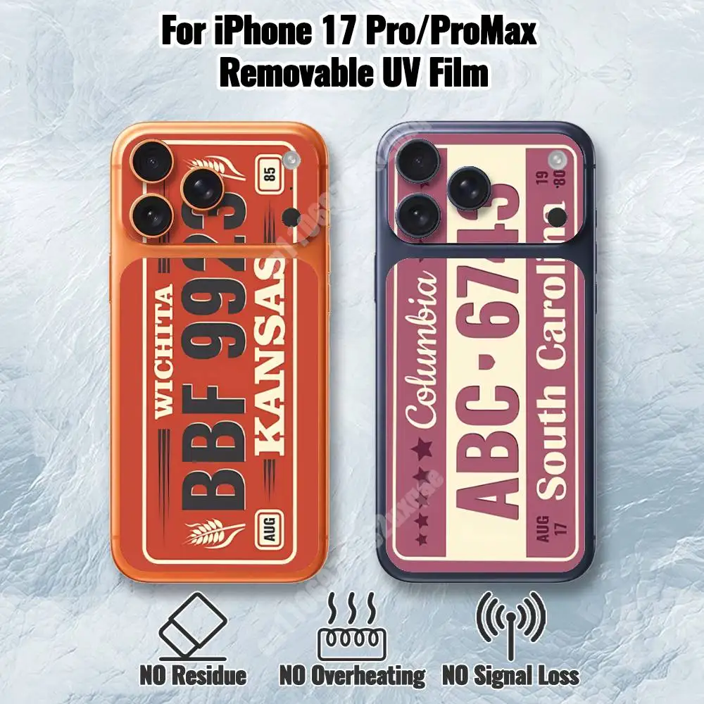 Retro Vehicle License Plate Removable UV Film for iPhone 17 Pro 17 ProMax Back Cover
Retro Vehicle License Plate Removable UV Film for iPhone 17 Pro 17 ProMax Back Cover