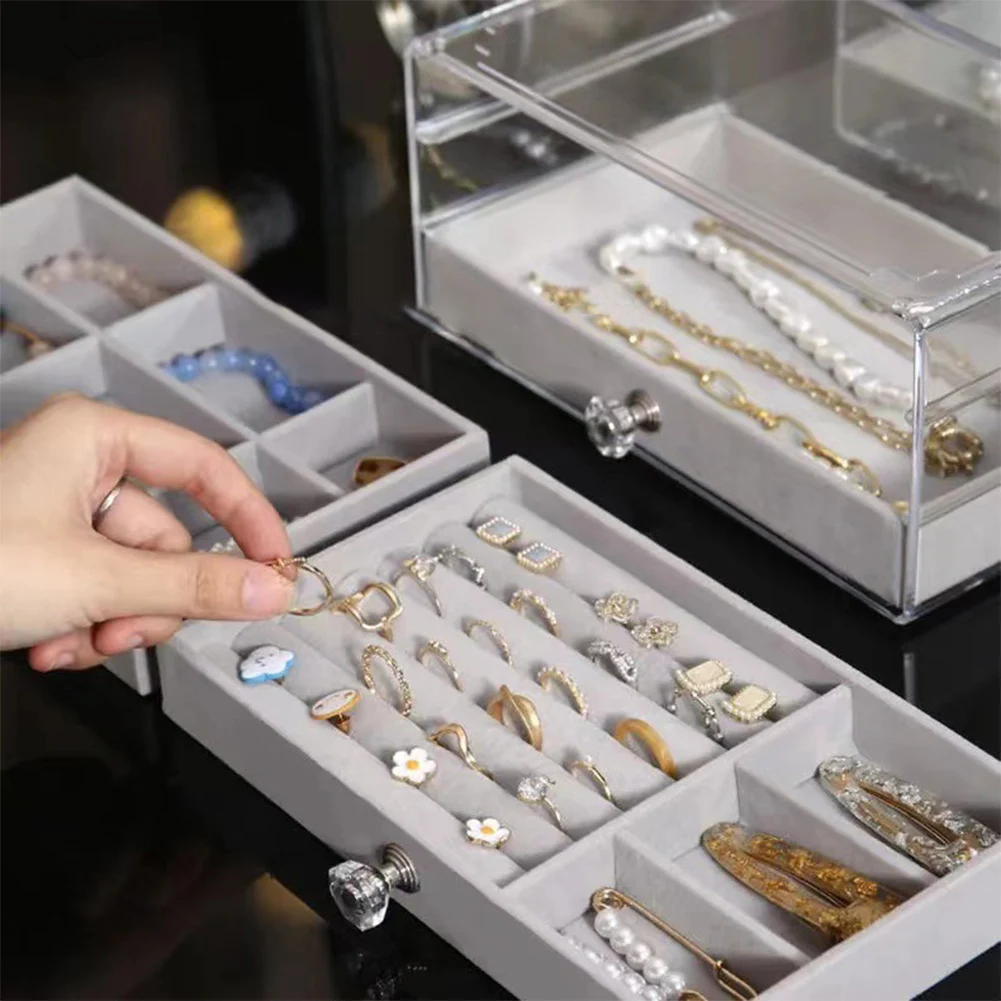 Clear Jewelry Organizer with 3 Drawers Jewelry Box Stackable Jewelry Case for Women Girls for Ring Earrings Bracelets Necklaces
Clear Jewelry Organizer with 3 Drawers Jewelry Box Stackable Jewelry Case for Women Girls for Ring Earrings Bracelets Necklaces