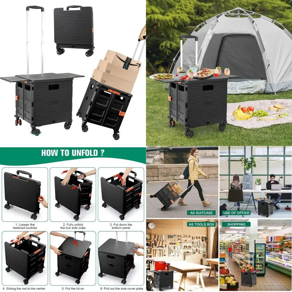 Portable Folding Utility Cart with Rotating Wheels, 176 lbs Capacity, Ideal for Teachers, Travelers, and Office Use
Portable Folding Utility Cart with Rotating Wheels, 176 lbs Capacity, Ideal for Teachers, Travelers, and Office Use