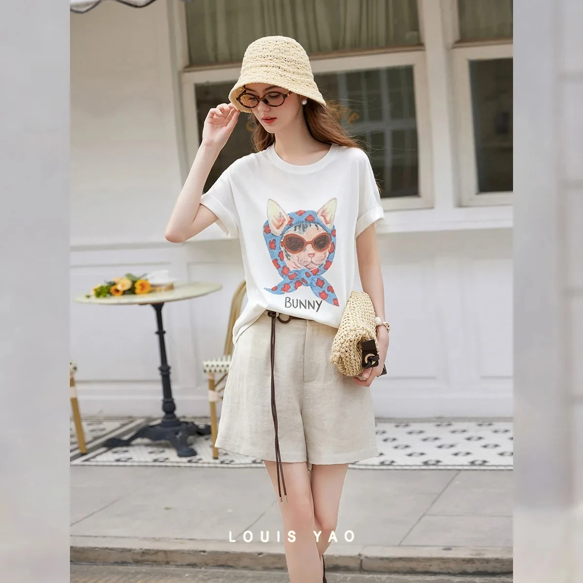 LOUIS YAO Women's T-Shirt 2026 Summer Contrast Pattern Knit Stretch Pullover Crew Neck Tops Vintage Print -Shirts
LOUIS YAO Women's T-Shirt 2026 Summer Contrast Pattern Knit Stretch Pullover Crew Neck Tops Vintage Print -Shirts