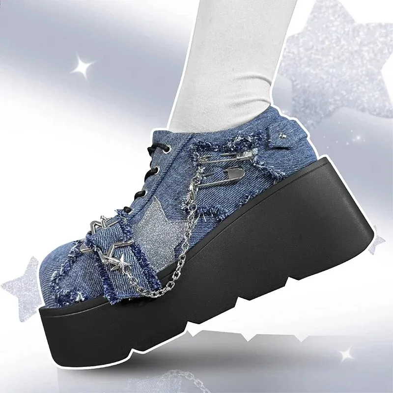 Fashion Women's Shoes Gothic Casual Shoes Street Style Thick Soled Denim Shoes for Woman Exquisite Lolita Shoe Zapatos De Mujer
Fashion Women's Shoes Gothic Casual Shoes Street Style Thick Soled Denim Shoes for Woman Exquisite Lolita Shoe Zapatos De Mujer