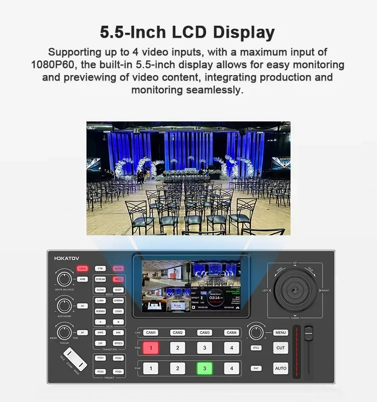2026 mAtem Quad HDM I Video Switcher with 5.5 Inch LCD Screen Five Way Rocker Suitable for Live Broadcast Streaming
2026 mAtem Quad HDM I Video Switcher with 5.5 Inch LCD Screen Five Way Rocker Suitable for Live Broadcast Streaming