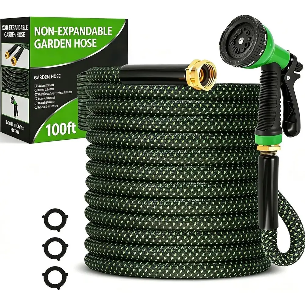 Lightweight, Non-Kinking, Portable 100ft Flexible Hose with 10-Function Nozzle for Outdoor, Lawn, Car Wash, and Camping
Lightweight, Non-Kinking, Portable 100ft Flexible Hose with 10-Function Nozzle for Outdoor, Lawn, Car Wash, and Camping