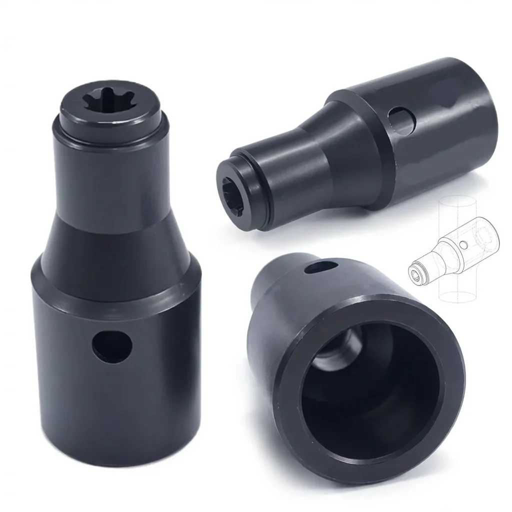 Black Oxide 1045 Carbon Steel Internal Star Spline Socket Adapter Custom Spline Socket Precision Carbon Steel Machining Services
Black Oxide 1045 Carbon Steel Internal Star Spline Socket Adapter Custom Spline Socket Precision Carbon Steel Machining Services