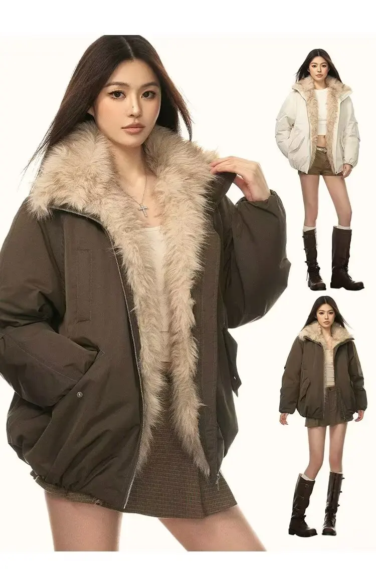 2025 Autumn Winter Korean Women Down Coats Faux Fur Collar Loose Casual Hooded 90 White Duck Down Female Down Jacket
2025 Autumn Winter Korean Women Down Coats Faux Fur Collar Loose Casual Hooded 90 White Duck Down Female Down Jacket
