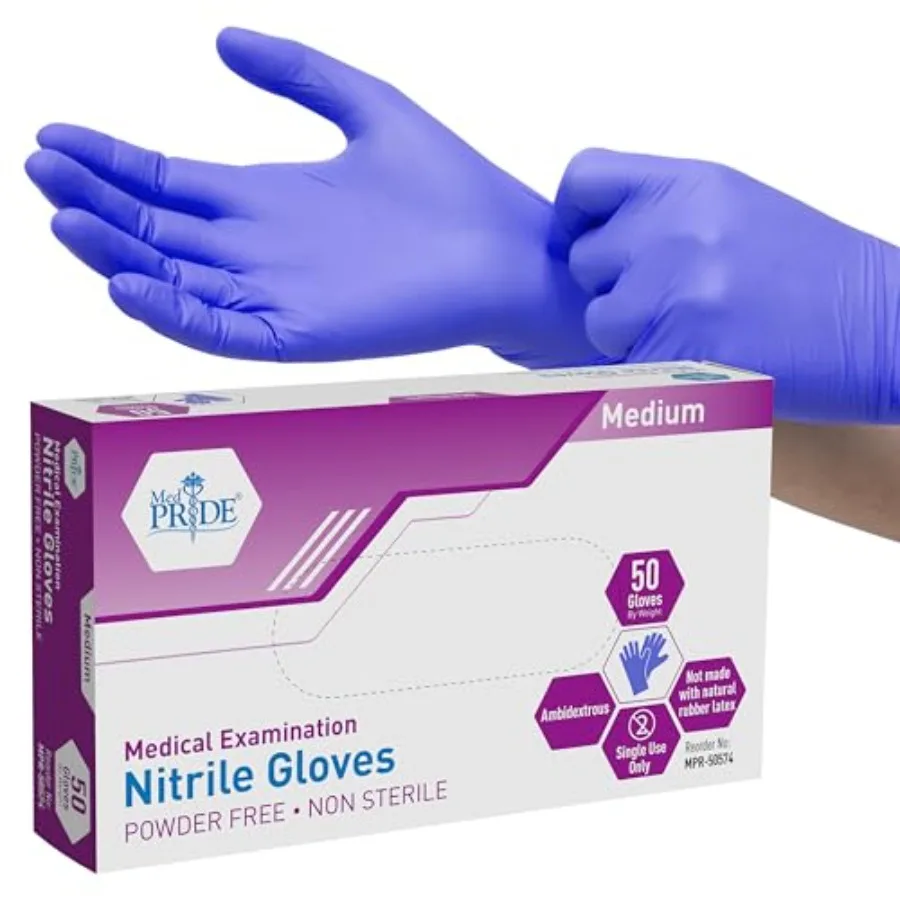 MED PRIDE Nitrile Medical Exam Gloves - Disposable Powder and Latex-Free Surgical Gloves For Doctors Nurses Hospital and Home U
MED PRIDE Nitrile Medical Exam Gloves - Disposable Powder and Latex-Free Surgical Gloves For Doctors Nurses Hospital and Home U