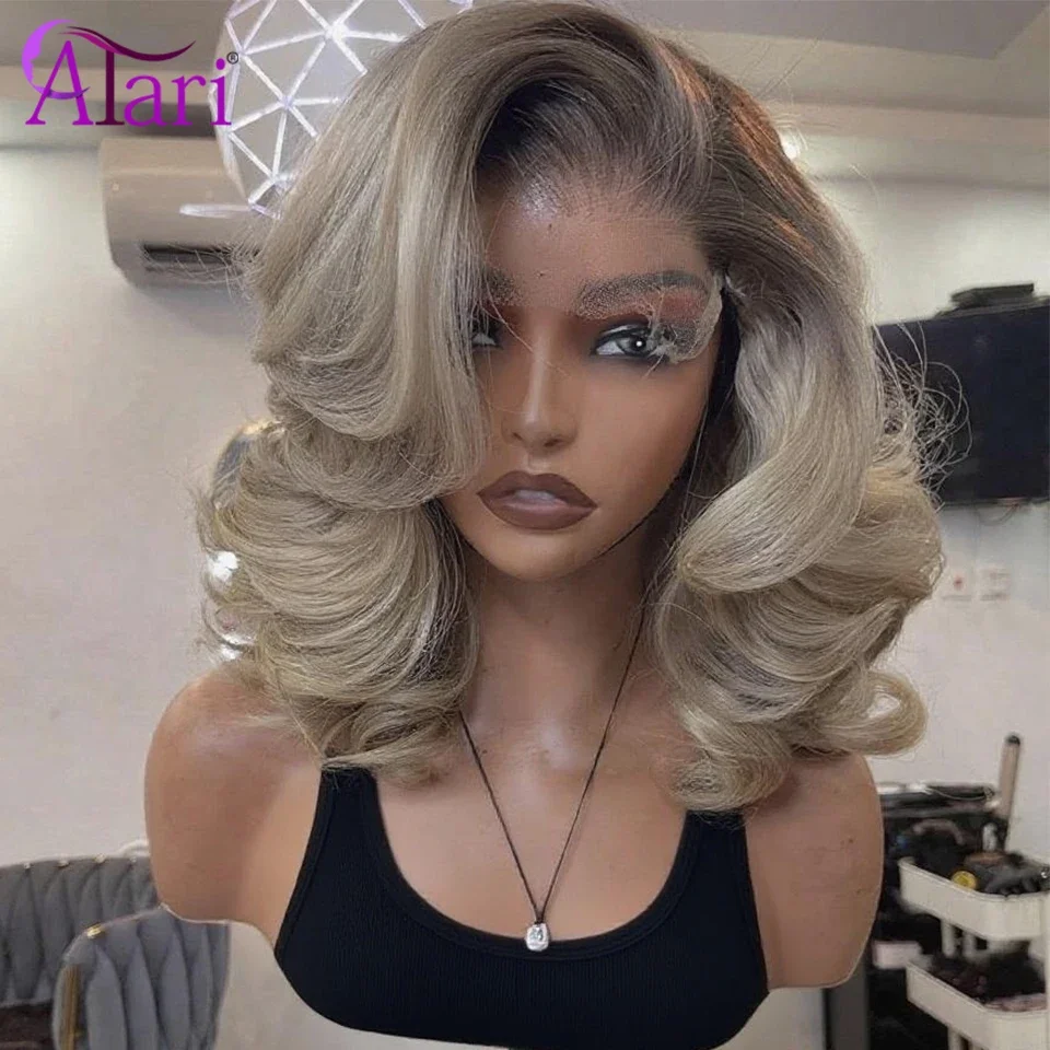 Brown Roots Ash Ombre Wavy Human Hair Bob Wigs 180 Density 13x4 Full Lace Frontal Upgrade Body Wave Short Ash Blonde Bob Wig
Brown Roots Ash Ombre Wavy Human Hair Bob Wigs 180 Density 13x4 Full Lace Frontal Upgrade Body Wave Short Ash Blonde Bob Wig
