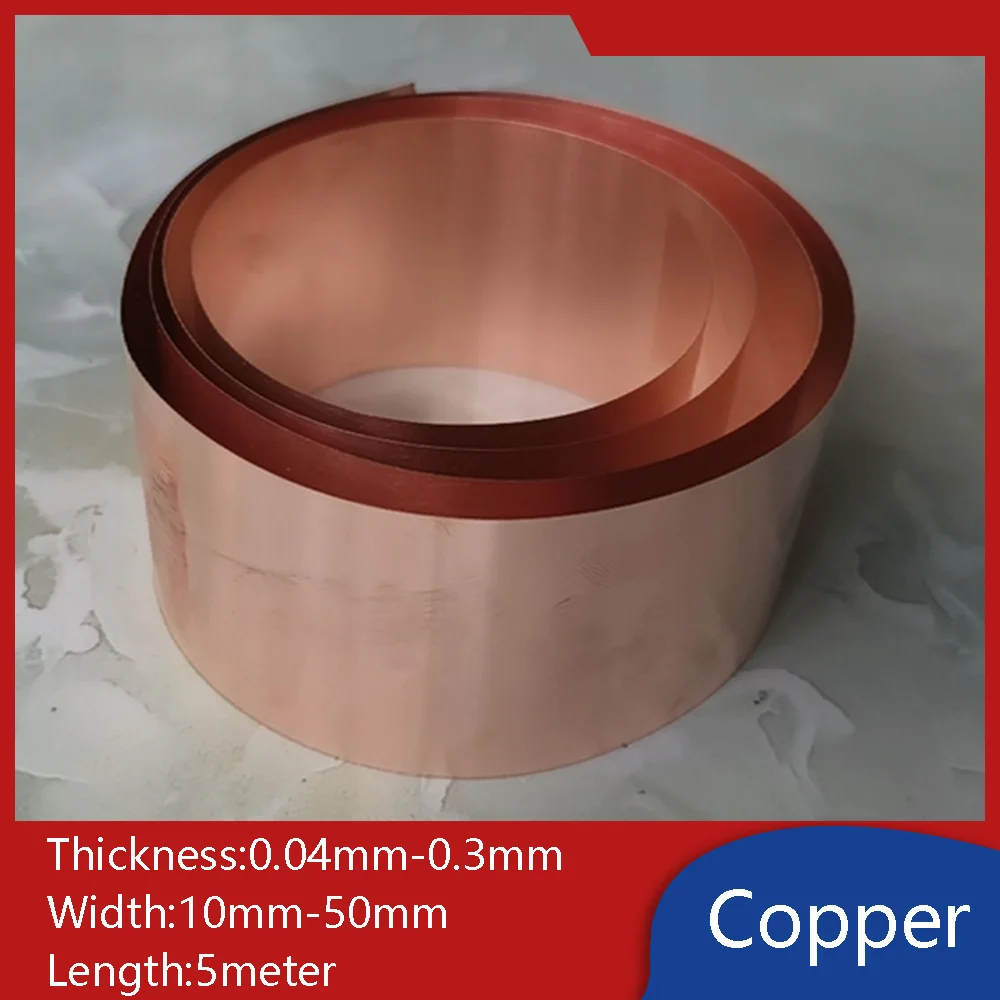 High Purity Copper Strip Heat-conducting Metal Ultra-thin Sheet Conductive Metal Strips 10mm-50mm Width 5meter Length
High Purity Copper Strip Heat-conducting Metal Ultra-thin Sheet Conductive Metal Strips 10mm-50mm Width 5meter Length
