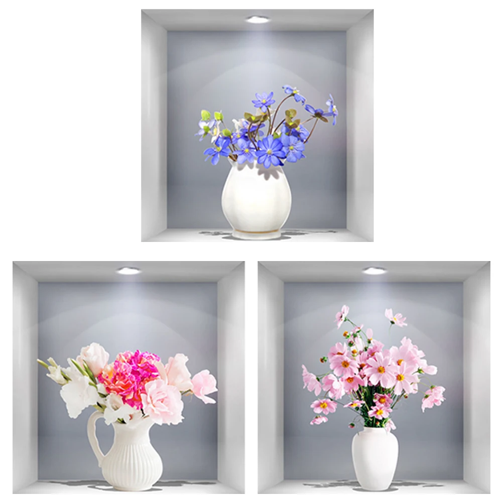 3Pcs 3D 30x30cm Floral Decal Bedroom 3D Flower Vase Sticker Living Room Decor Flower Sticker Self Adhesive Decals
3Pcs 3D 30x30cm Floral Decal Bedroom 3D Flower Vase Sticker Living Room Decor Flower Sticker Self Adhesive Decals