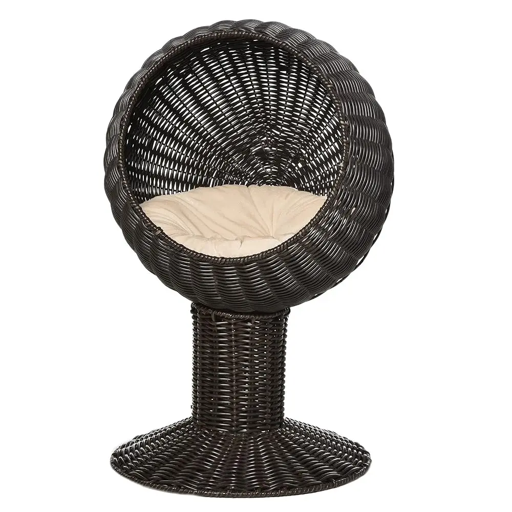 Elevated Cat Bed With Rotatable Egg Chair Pod, Cat Basket Bed With Thi Cushion, Natural Mat Grass Woven Kitty House, Coffee
Elevated Cat Bed With Rotatable Egg Chair Pod, Cat Basket Bed With Thi Cushion, Natural Mat Grass Woven Kitty House, Coffee