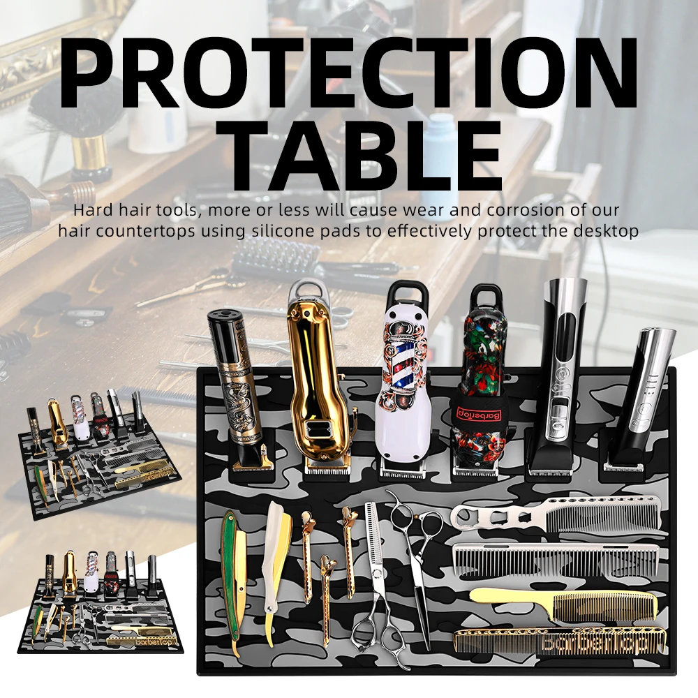 Barber Mat Silicone Hairdressing Tool Holder Waterproof Salon Station Pad for Clippers Scissors Comb Accessories Pro Tray
Barber Mat Silicone Hairdressing Tool Holder Waterproof Salon Station Pad for Clippers Scissors Comb Accessories Pro Tray