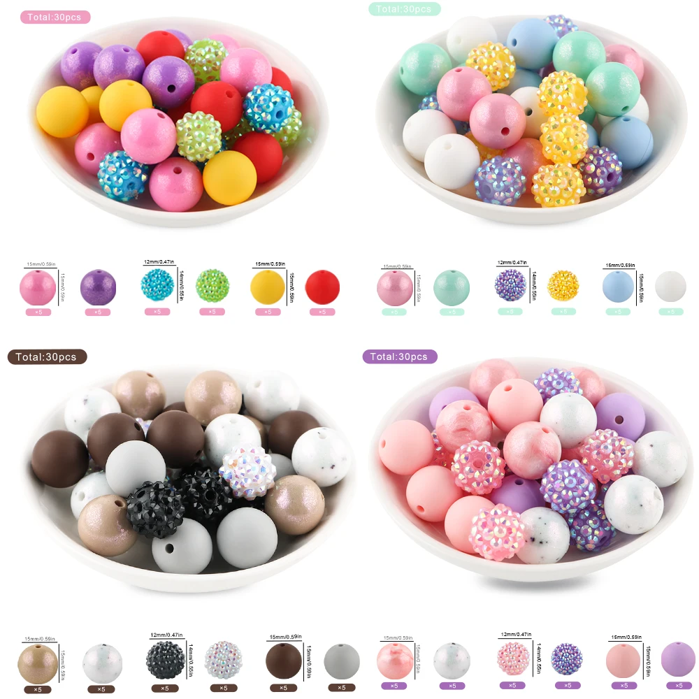 30Pcs/Set Silicone Acrylic Beads Round Lentil Beads Beads Sets For Jewelry Making DIY Keychain Necklace Bracelet Pen Accessories
30Pcs/Set Silicone Acrylic Beads Round Lentil Beads Beads Sets For Jewelry Making DIY Keychain Necklace Bracelet Pen Accessories