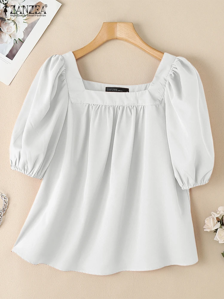 ZANZEA 2025 Summer Square Neck Blouses Korean Fashion Sweety Commute Solid Short Puff Sleeve Smock Tops Woman Blusas Mujer
ZANZEA 2025 Summer Square Neck Blouses Korean Fashion Sweety Commute Solid Short Puff Sleeve Smock Tops Woman Blusas Mujer