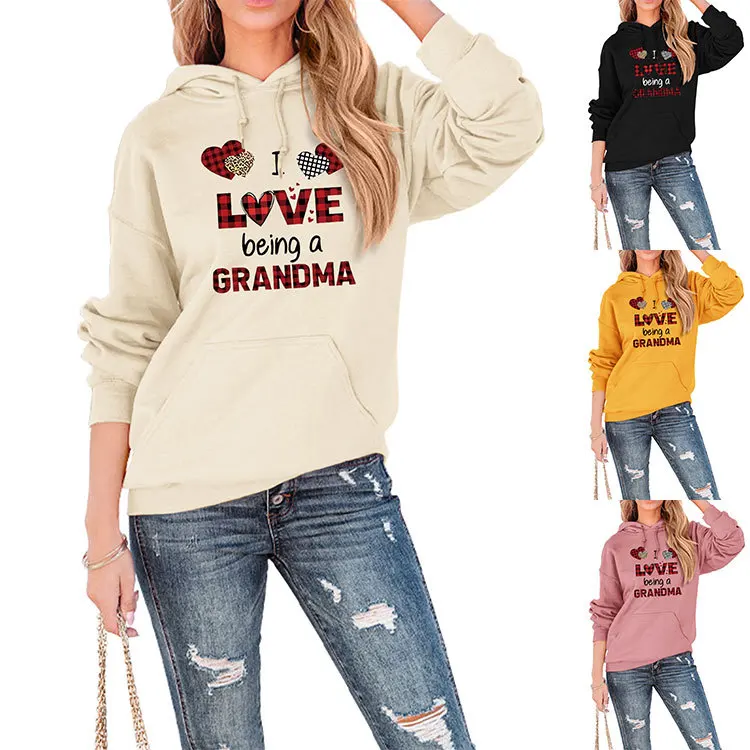 Autumn and winter new women's hoodie i love being a grandma print loose casual long-sleeved top with all fashion pullover
Autumn and winter new women's hoodie i love being a grandma print loose casual long-sleeved top with all fashion pullover