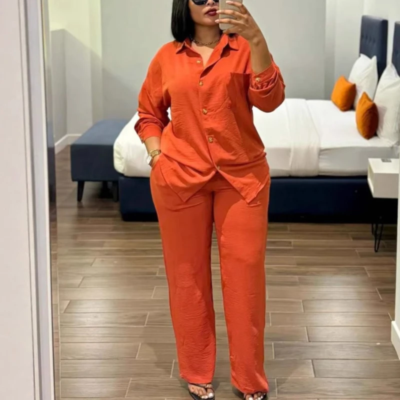 Two Piece Sets Pant Set Women Turn Down Collar Full Sleeve Shirt Wide Leg Long Pants High Waist Y2k Streetwear Casual Loose
Two Piece Sets Pant Set Women Turn Down Collar Full Sleeve Shirt Wide Leg Long Pants High Waist Y2k Streetwear Casual Loose