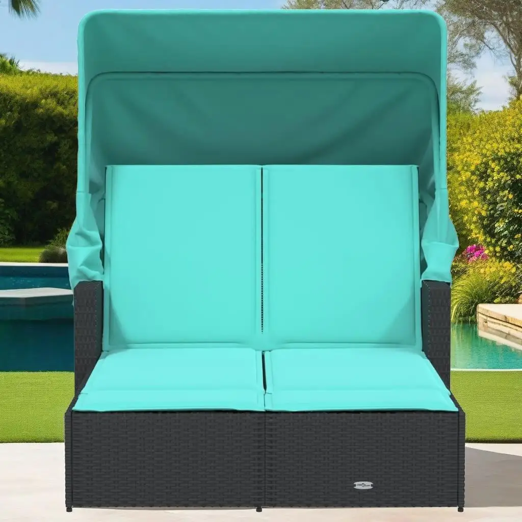 Black Poly Rattan Double Sun Lounger with Canopy & Cushions - Stylish Outdoor Relaxation
Black Poly Rattan Double Sun Lounger with Canopy & Cushions - Stylish Outdoor Relaxation